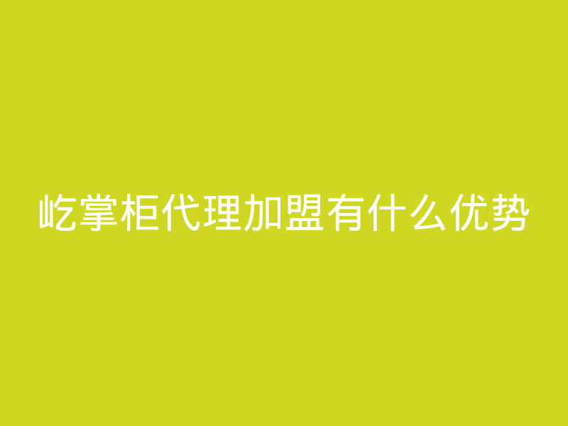 屹掌柜代理加盟有什么优势